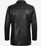 Mens Black 3 4 Length Leather Car Coat - The Jacket Mastery