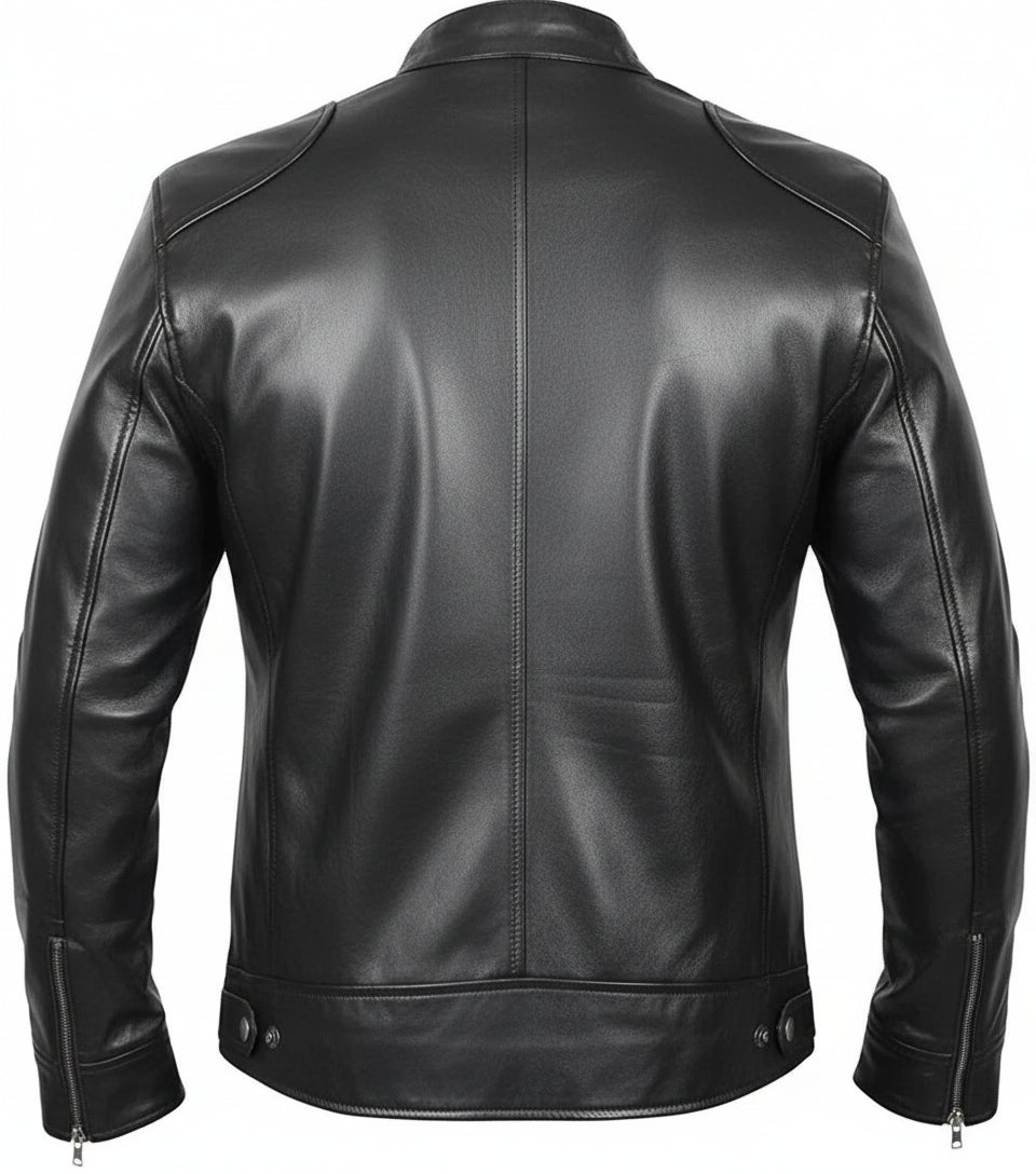Men's Black Lambskin Leather Biker Style Jacket - The Jacket Mastery