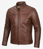 Men's Brown Biker Style Leather Jacket - The Jacket Mastery