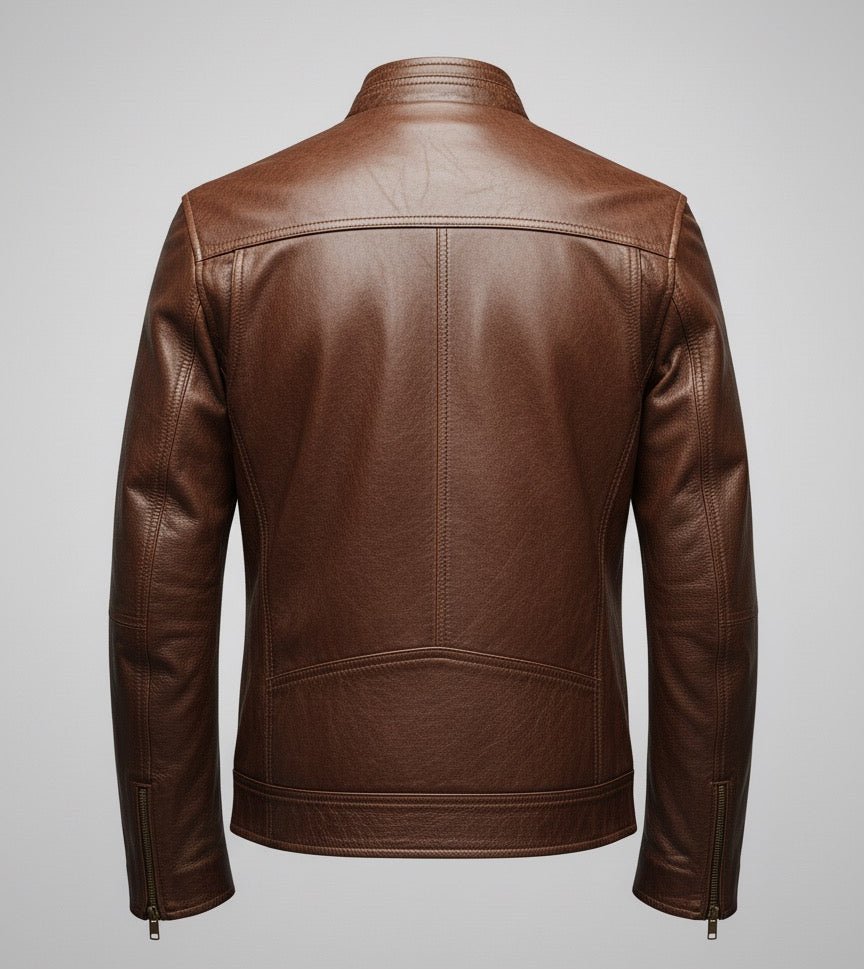 Men's Brown Cafe Racer Leather Jacket - The Jacket Mastery