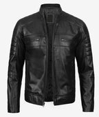 Men's Real Lambskin Leather Black Biker Style Jacket - The Jacket Mastery