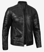 Men's Real Lambskin Leather Black Biker Style Jacket - The Jacket Mastery