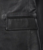 Mens Two Button Black Leather Blazer - The Jacket Mastery