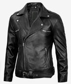 Negan Men's Black Asymmetrical Belted Leather Jacket - The Jacket Mastery